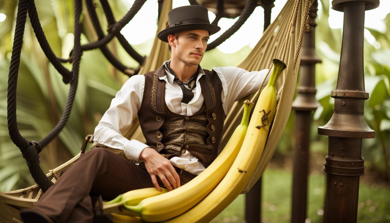 Steampunk Male Model in Banana Hammock