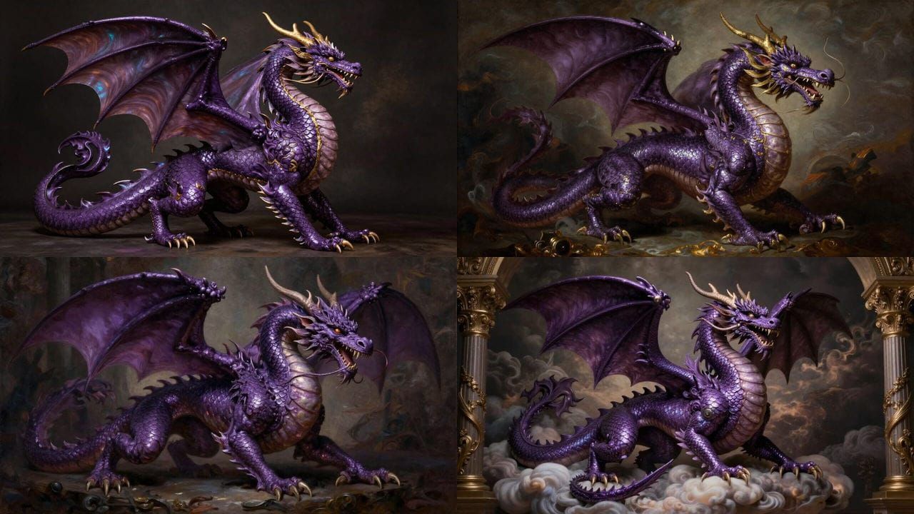 Majestic Purple Dragon in Baroque Style
