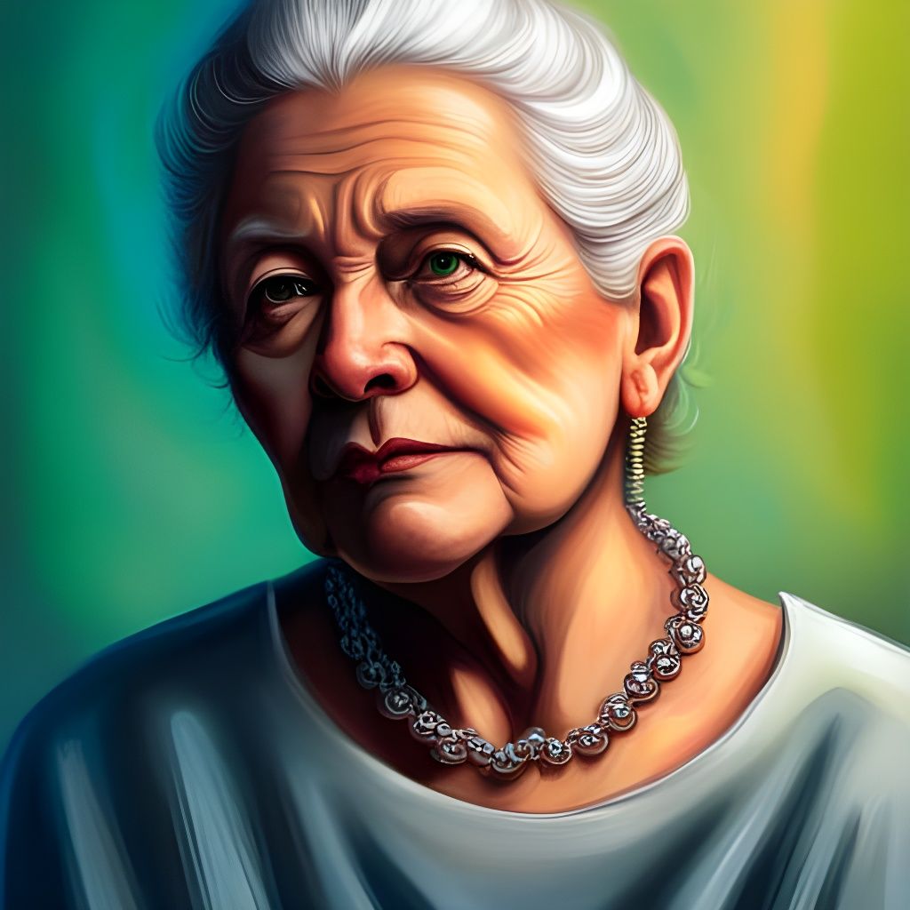 Detailed Portrait of an Old Woman with Pearl Necklace