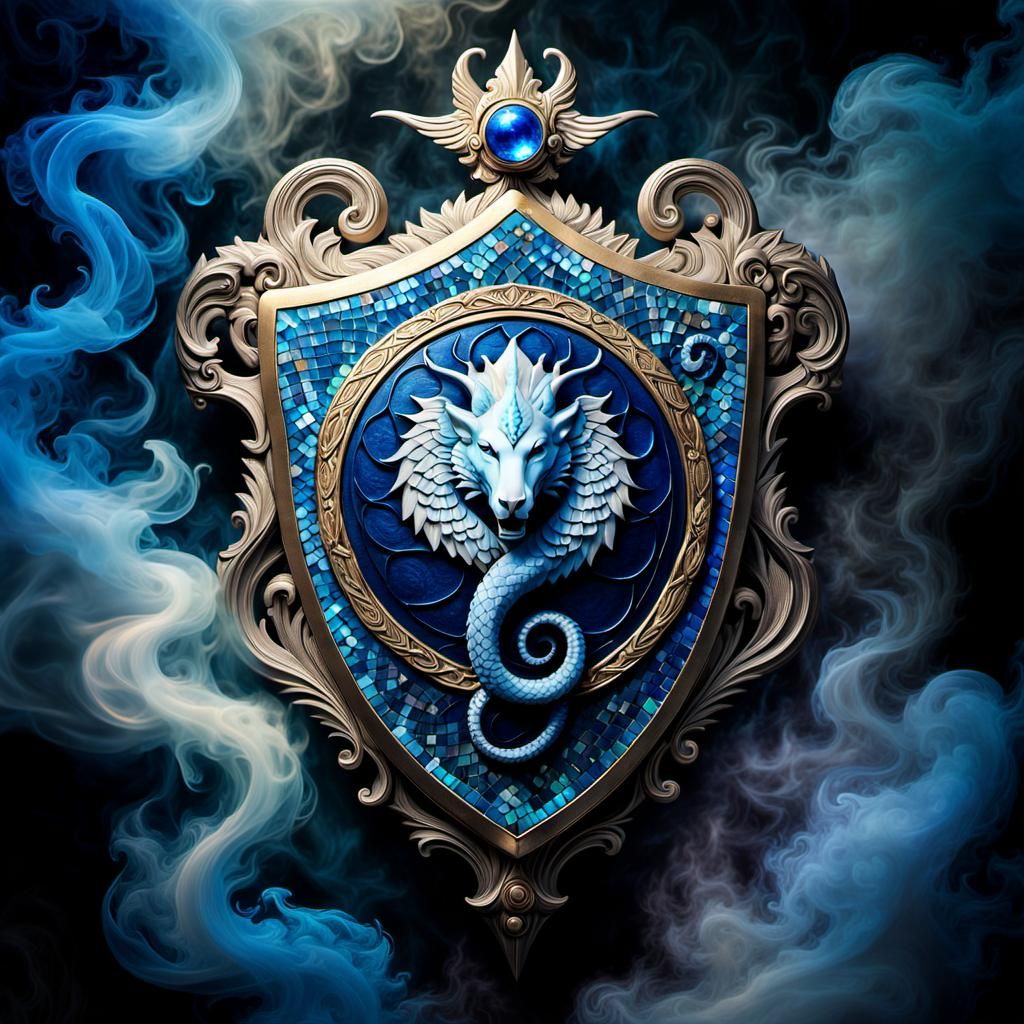 Naga Emblem on Narnia Shield in Fantasycore Art