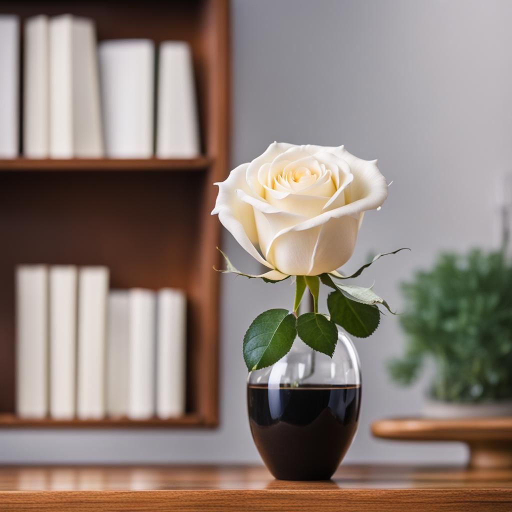 Elegant White Rose in Vase: Professional Photography