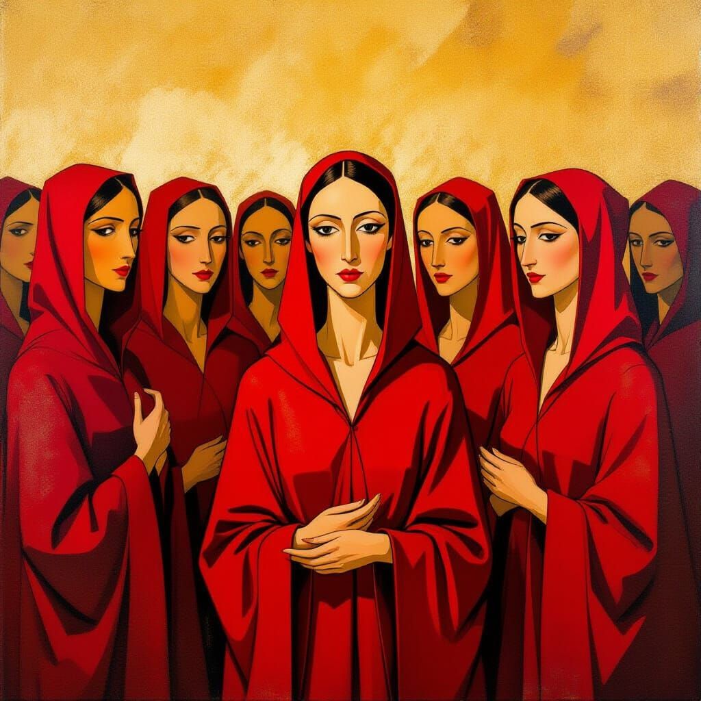 Religious Fanatics in Red Robes, Dreamlike Art