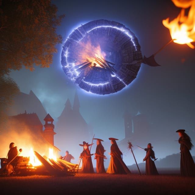 Witches' Bonfire: A Dark and Mystic Dance