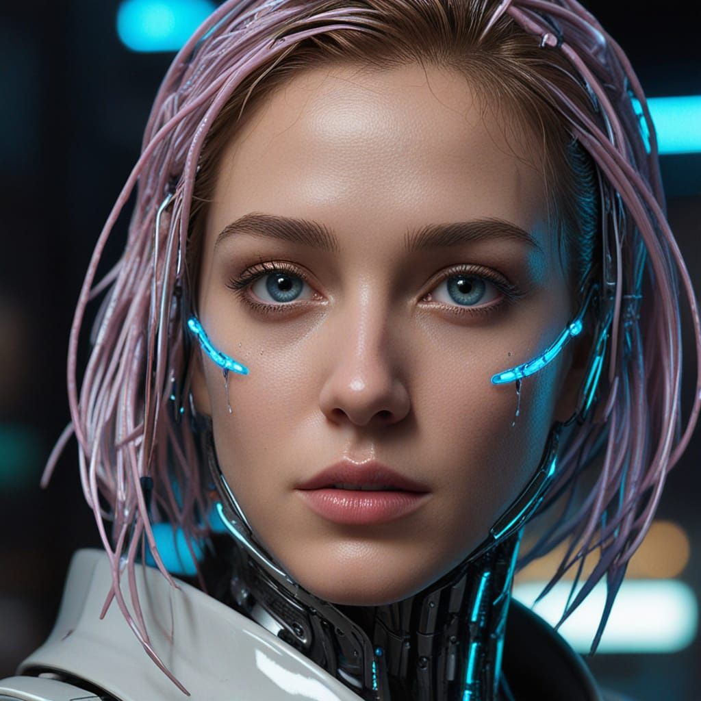 Cyberpunk Robot in Dystopian Metropolis