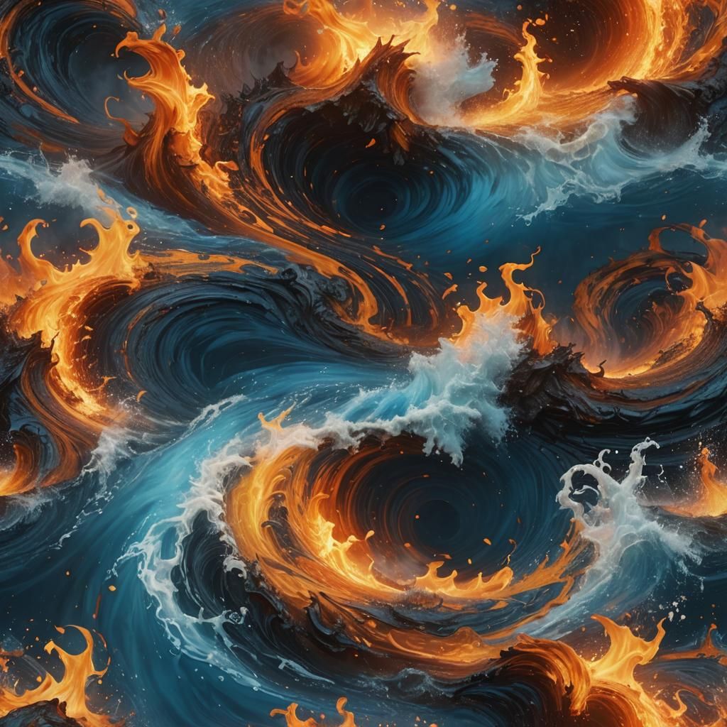 Whirlpool of Water Surrounded by Flames