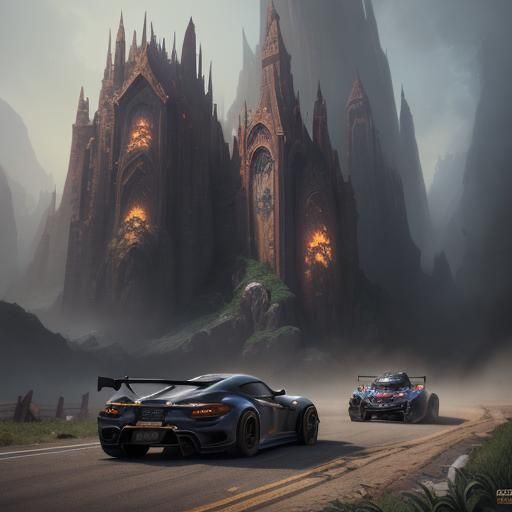 Detailed Racecar Matte Painting in Unreal Engine