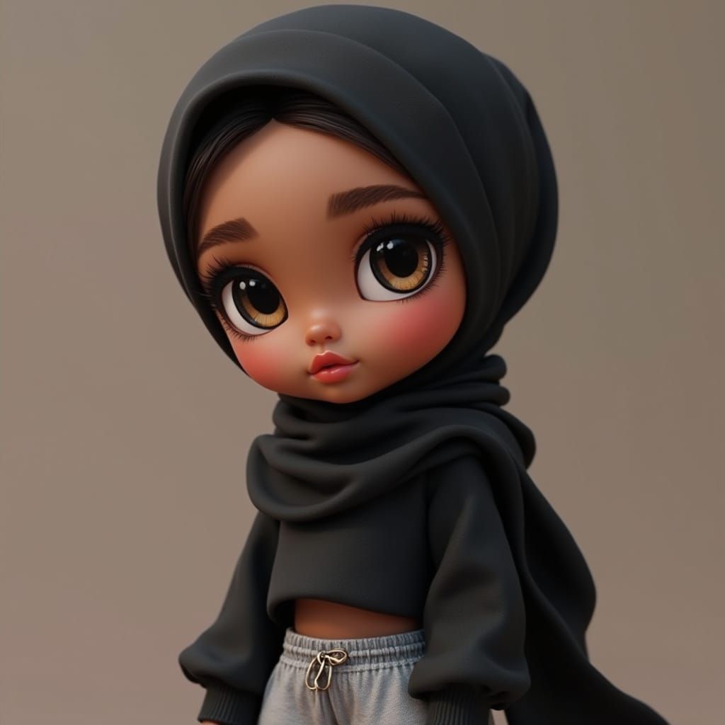 Glamorous Muslim Girl in 3D Anime Style