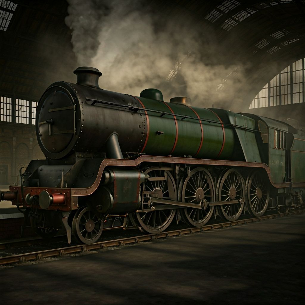 Steampunk Freight Engine at Victorian Station