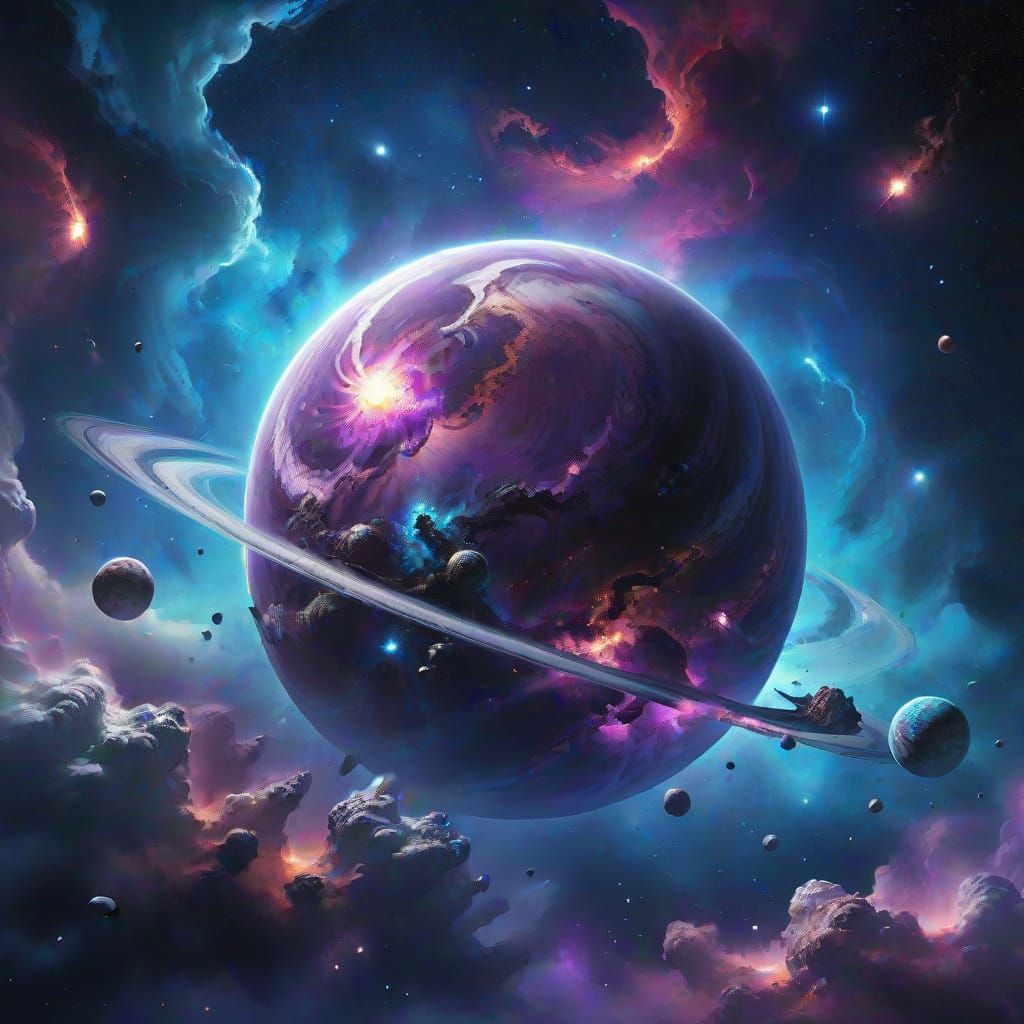 Giant Gas Planet in Deep Space Nebula