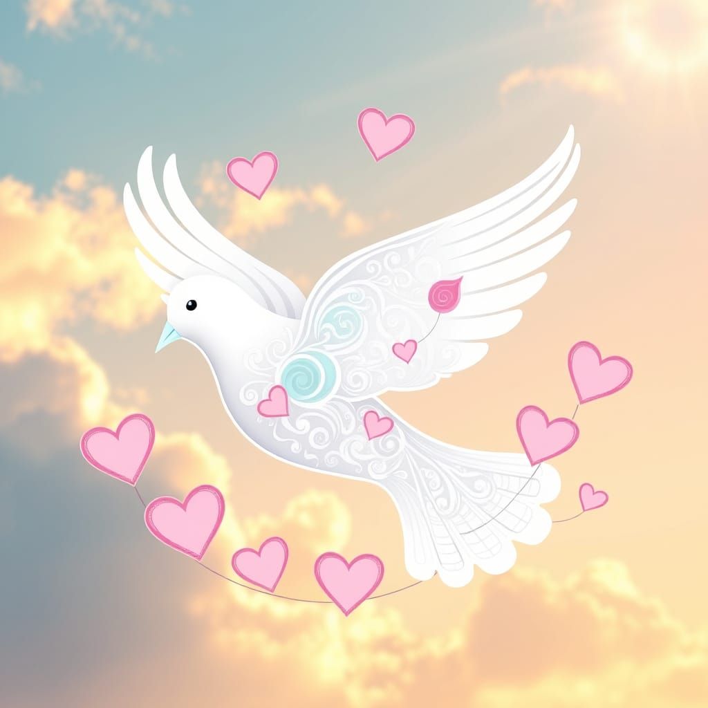 Surreal Dove of Unity and Harmony in Soft Pastel Colors