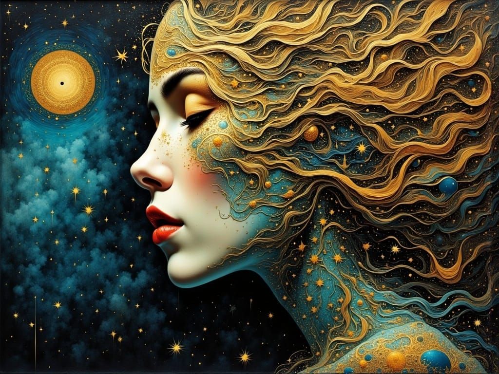 Surreal Goddess in Baroque Gothic Splendor