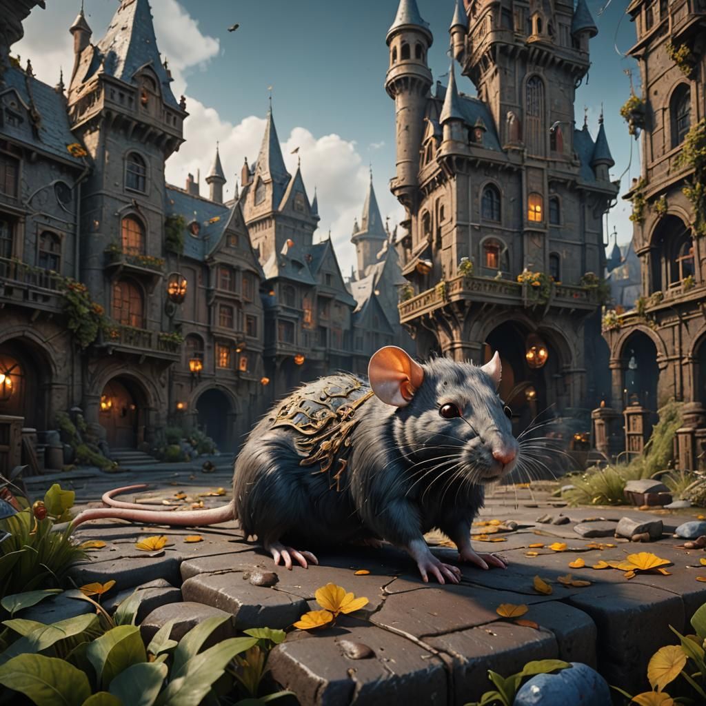 Fantastical Rat in Detailed Matte Painting