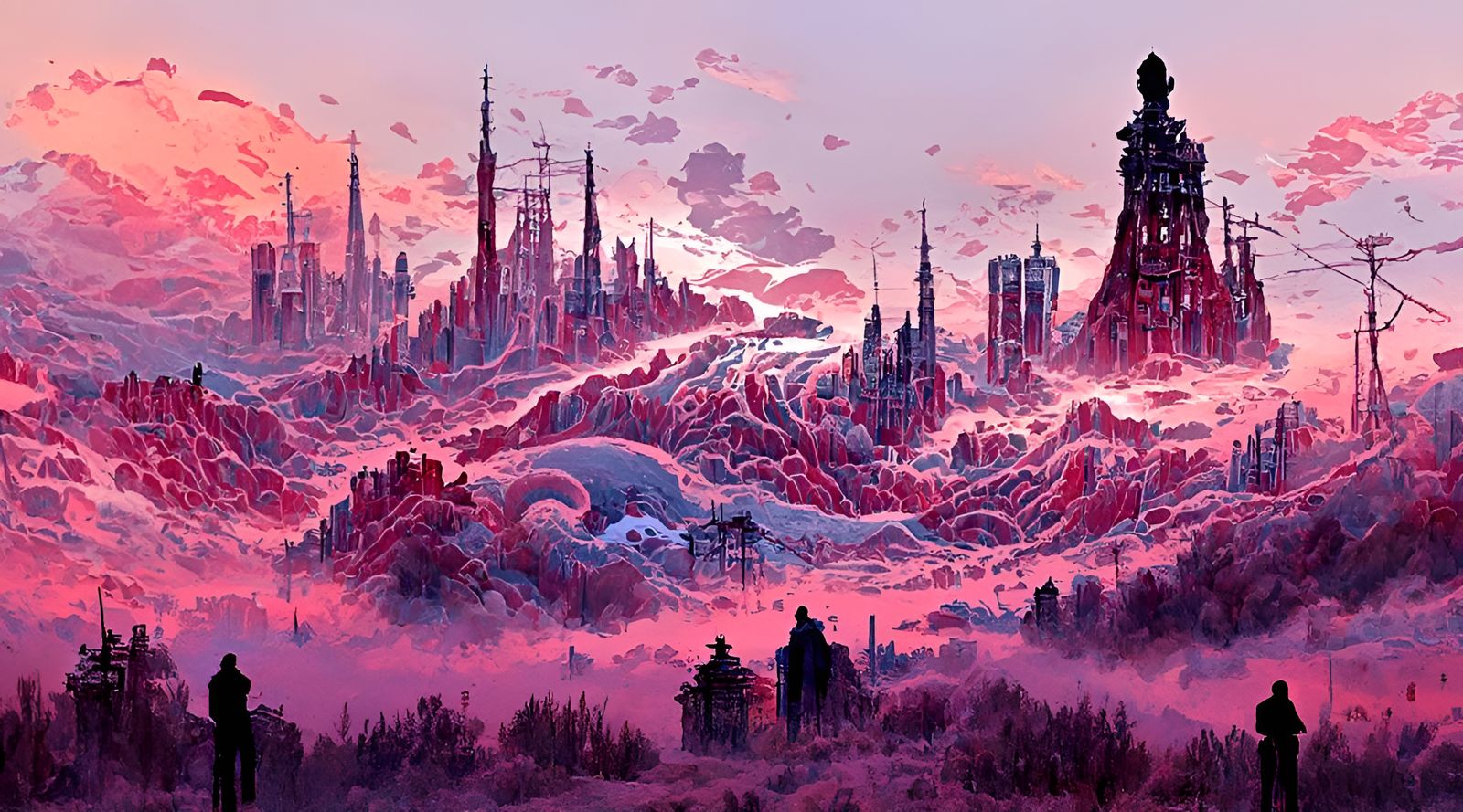 Synthwave Landscape Painting in a Neo-Noir Style