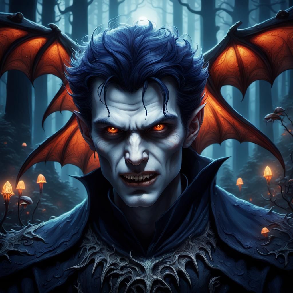 Vampire in Dark Forest: Fantasy Concept Art