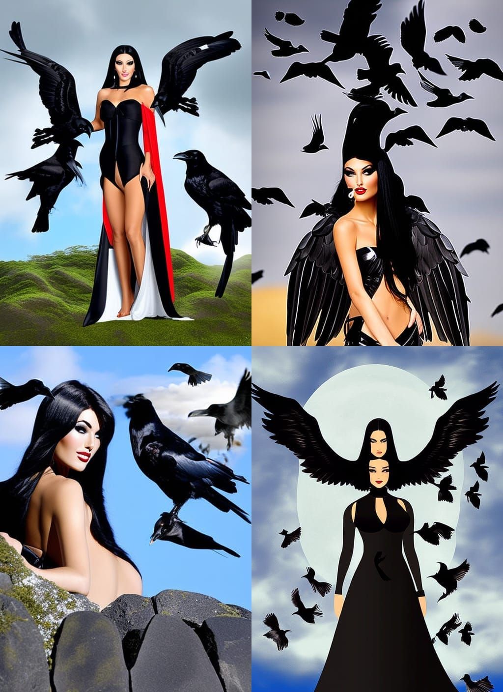 Goddess with Ravens Digital Art