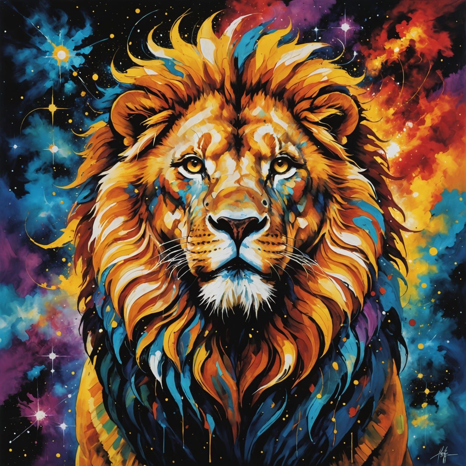 Majestic Lion Roars in Cosmic Storm