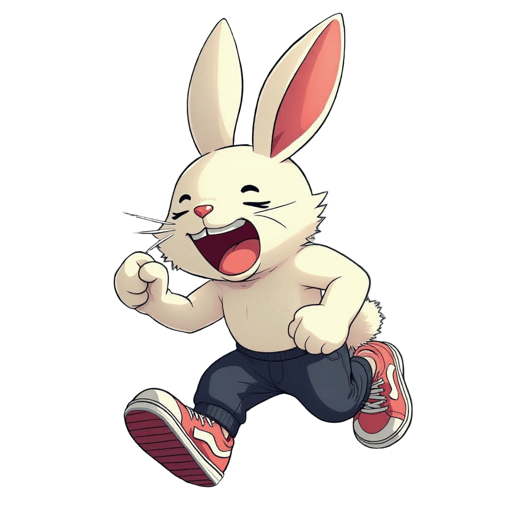 White Rabbit on Treadmill in Anime Style