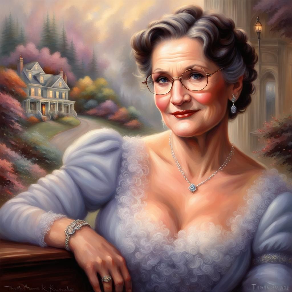Ethereal Portrait of Mrs. Doubtfire in Fantasy Setting