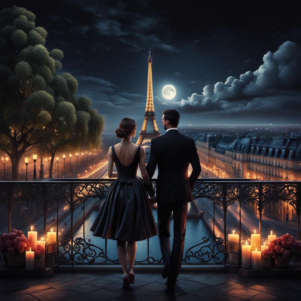 Romantic Paris Date Night in Moonlight