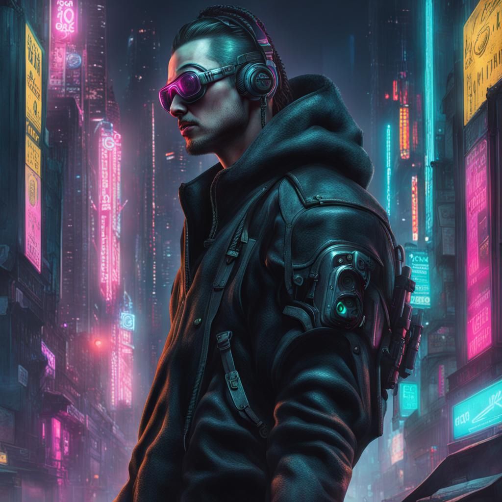 Cyberpunk Cityscape in Neon Dystopia
