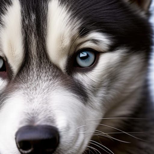 Adorable Husky Puppy Portrait with Bokeh
