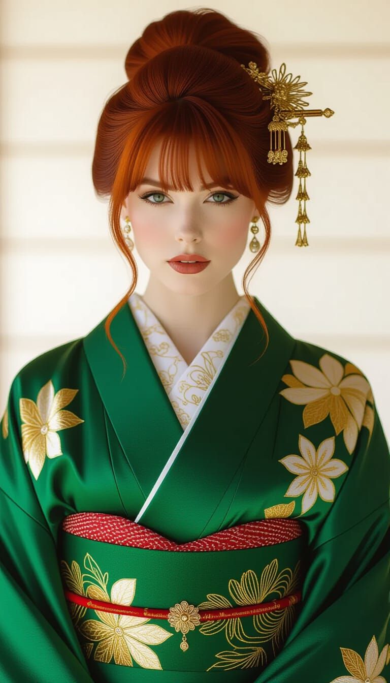 Elegant Woman with Red Hair in Cinematic Portrait