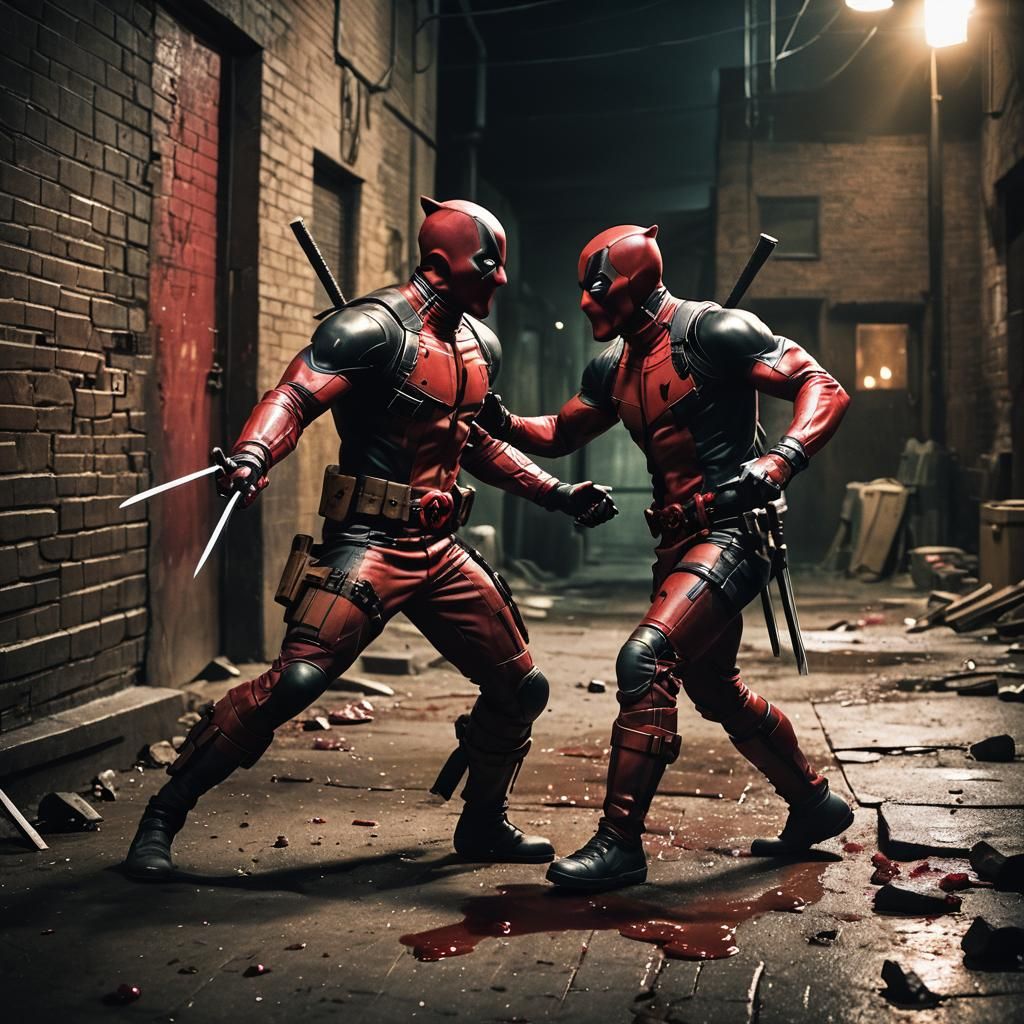 Deadpool vs Wolverine: Bloody Alley Fight, Cinematic Still