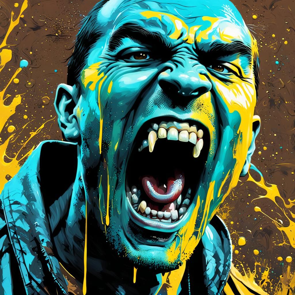 Detailed Modern Vampire Portrait in Graffiti Art Style