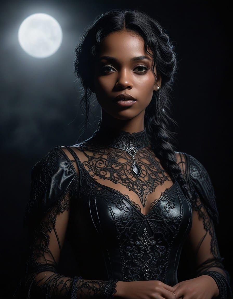 Ethereal Gothic Woman in Mist, Fantasy Art Style