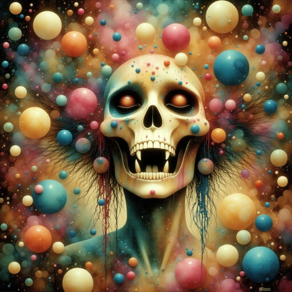 Grunge Neon Feline Goddess with Psychedelic Patterns