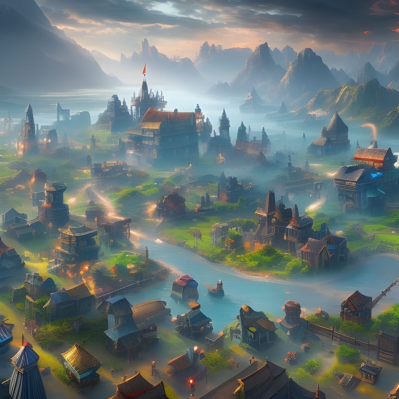 Township game from Playrix, town map...