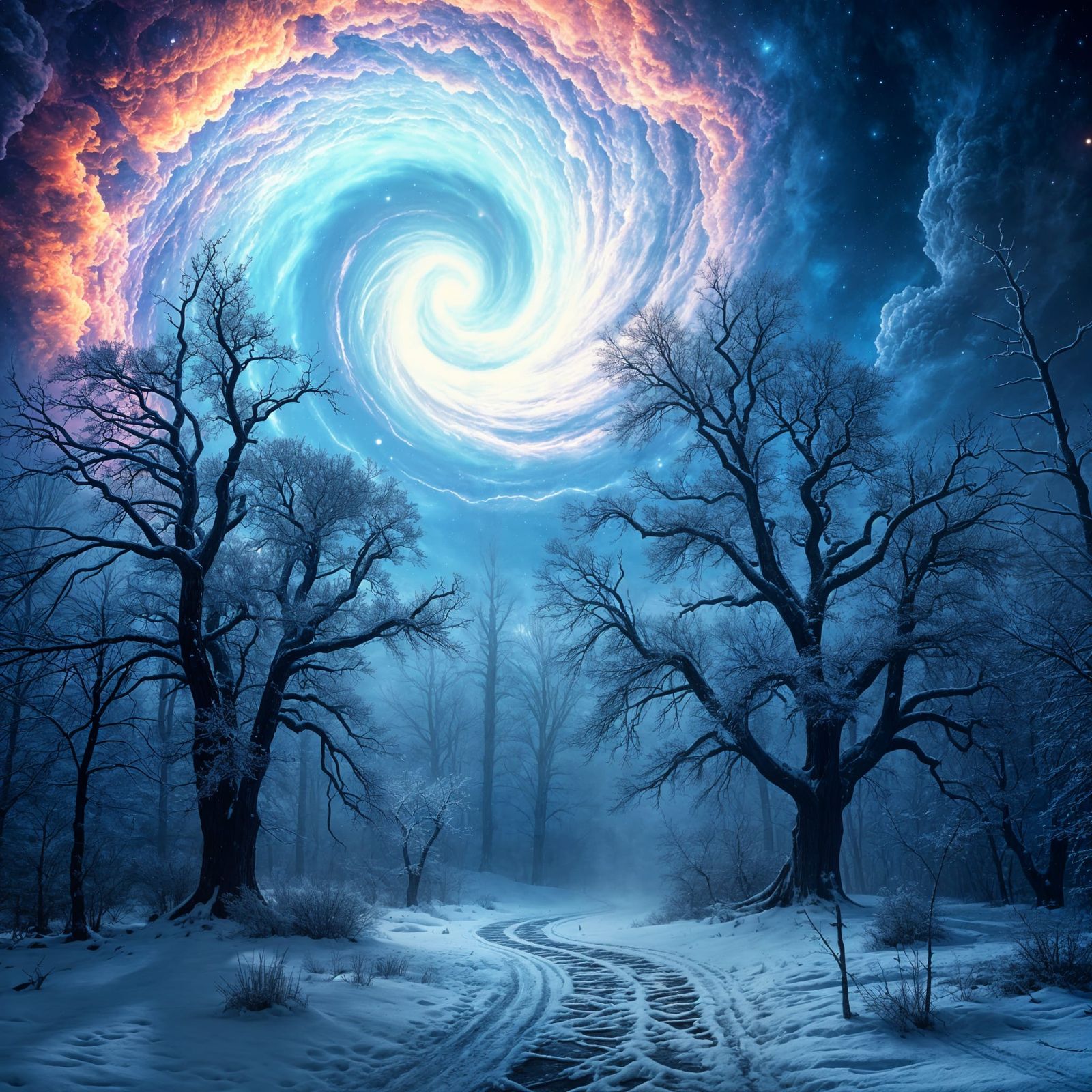 Cosmic Winter Liminal Space in Epic Digital Painting Style