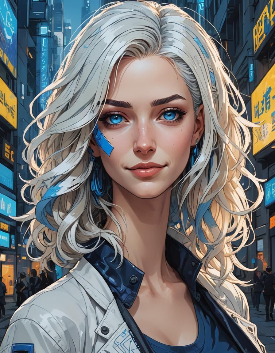 Cyberpunk Ukrainian Goddess in Stunning Armani Attire