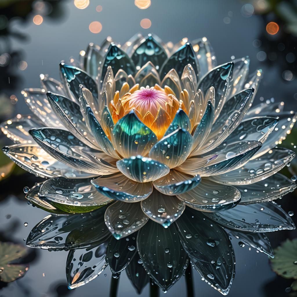Rain on Glass Flower