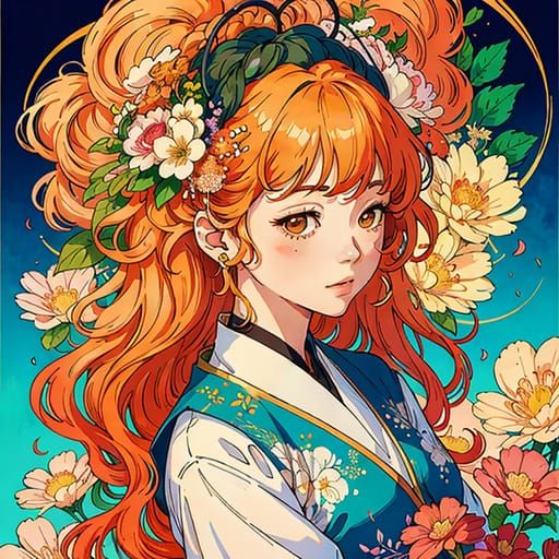 Anime Girl in Poppy Field