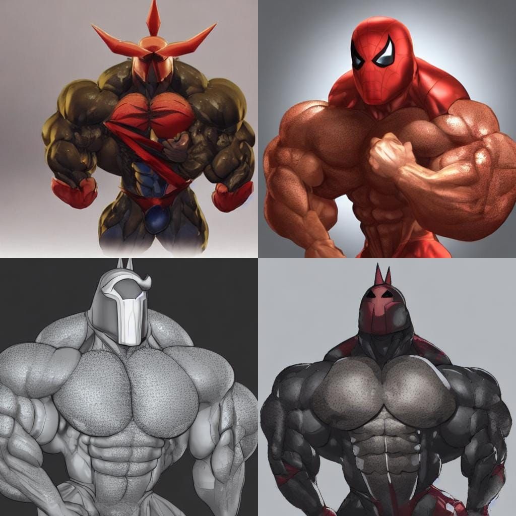 Muscular Man in Spider-Man Mask Digital Drawing