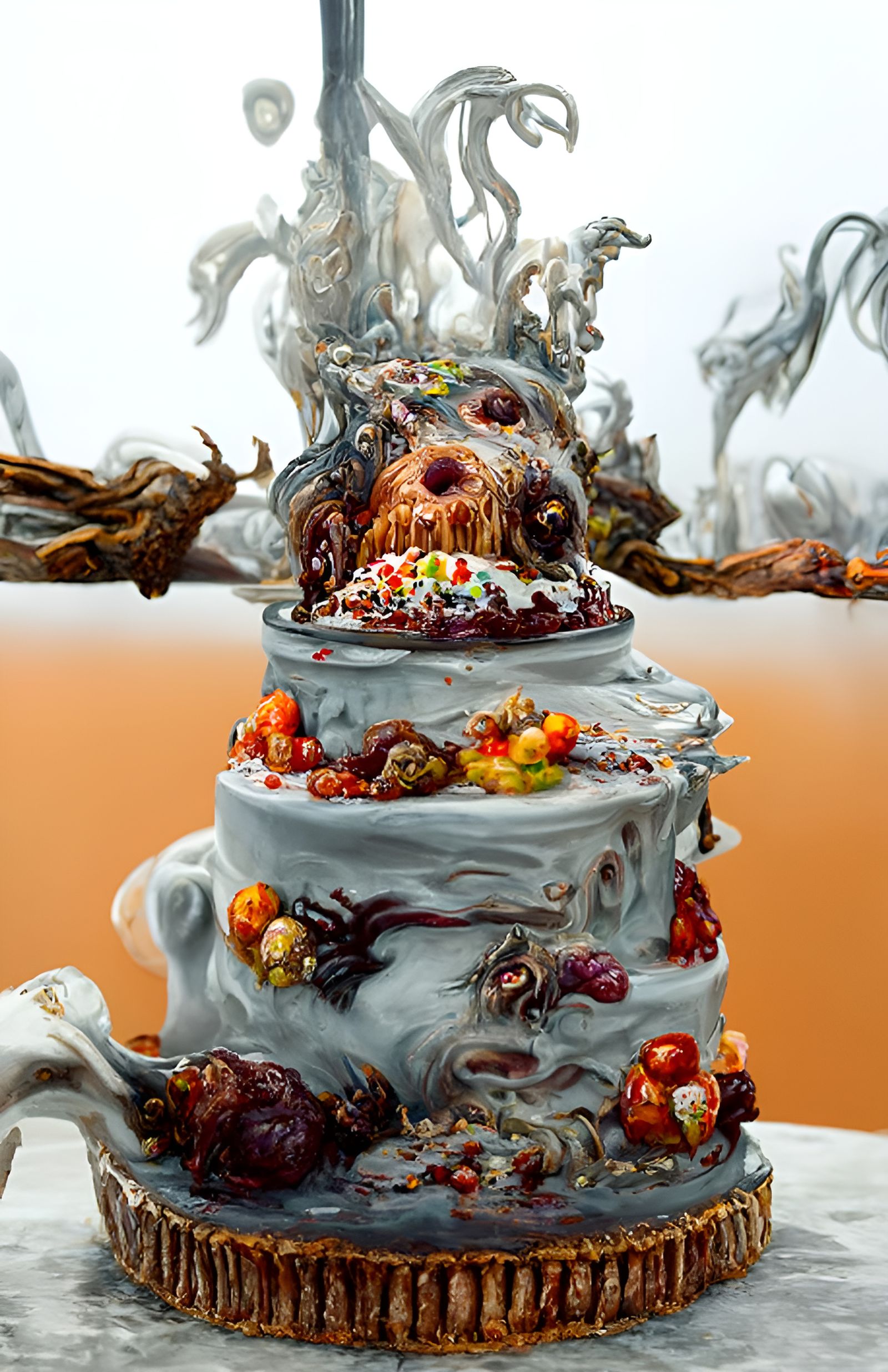 Terrifying Rotten Cake in Lovecraftian Style