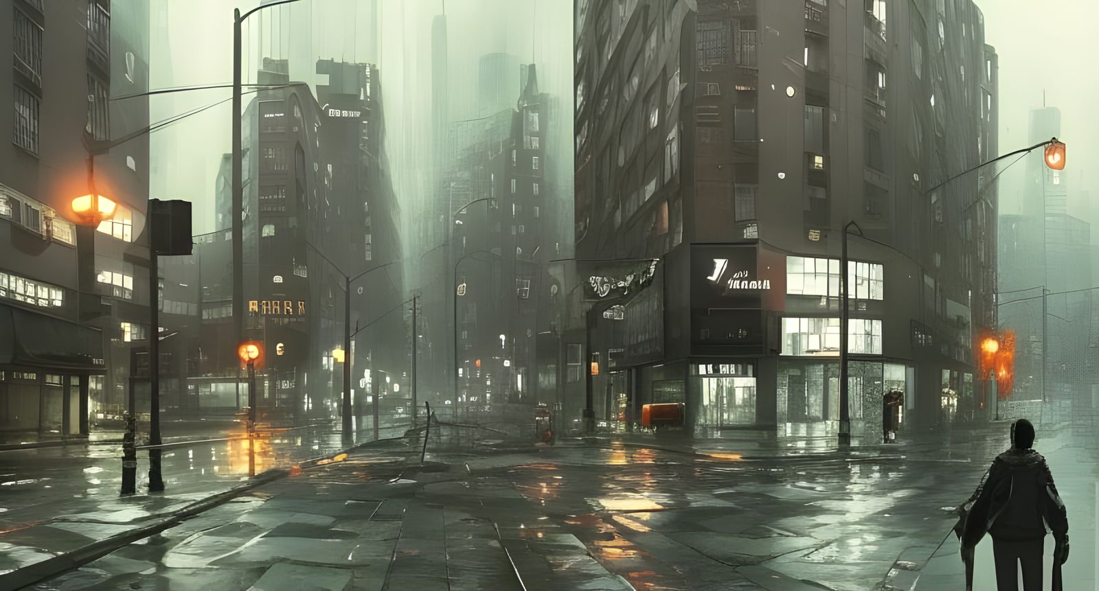 Misty Film Noir City Street in Monochrome