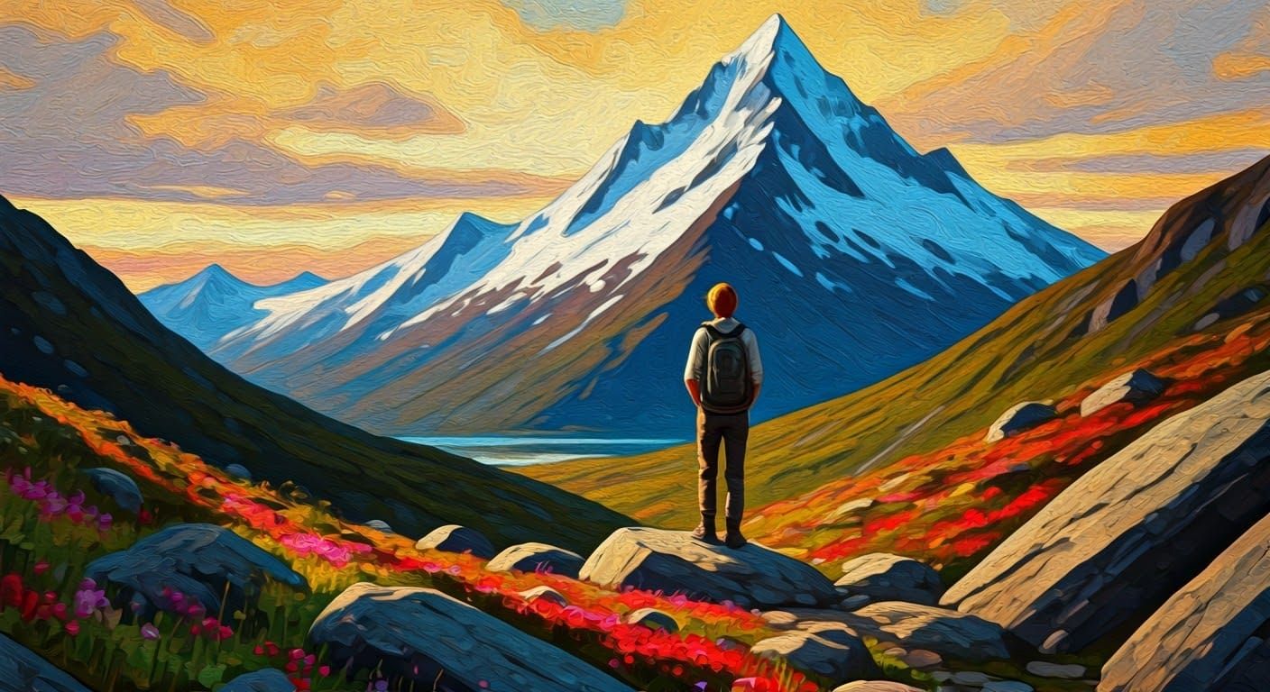 Summer Mountain Wanderer in Norwegian Highland