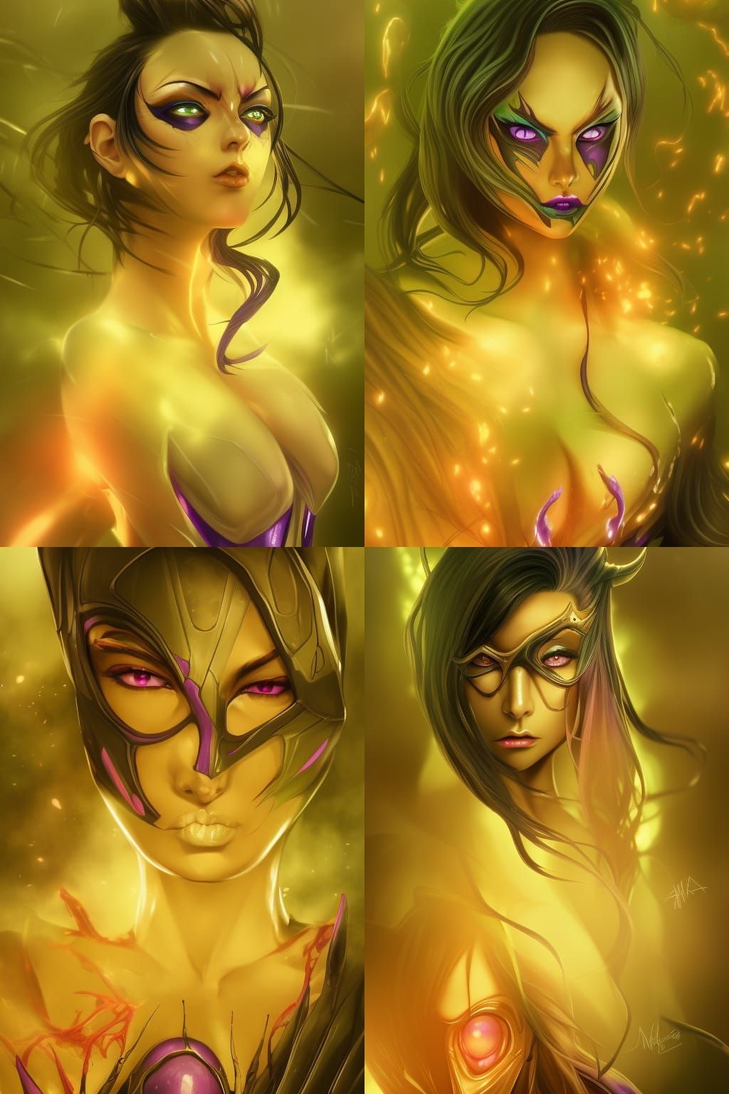 Purple Symbiote Supervillain Girl in Digital Anime Style