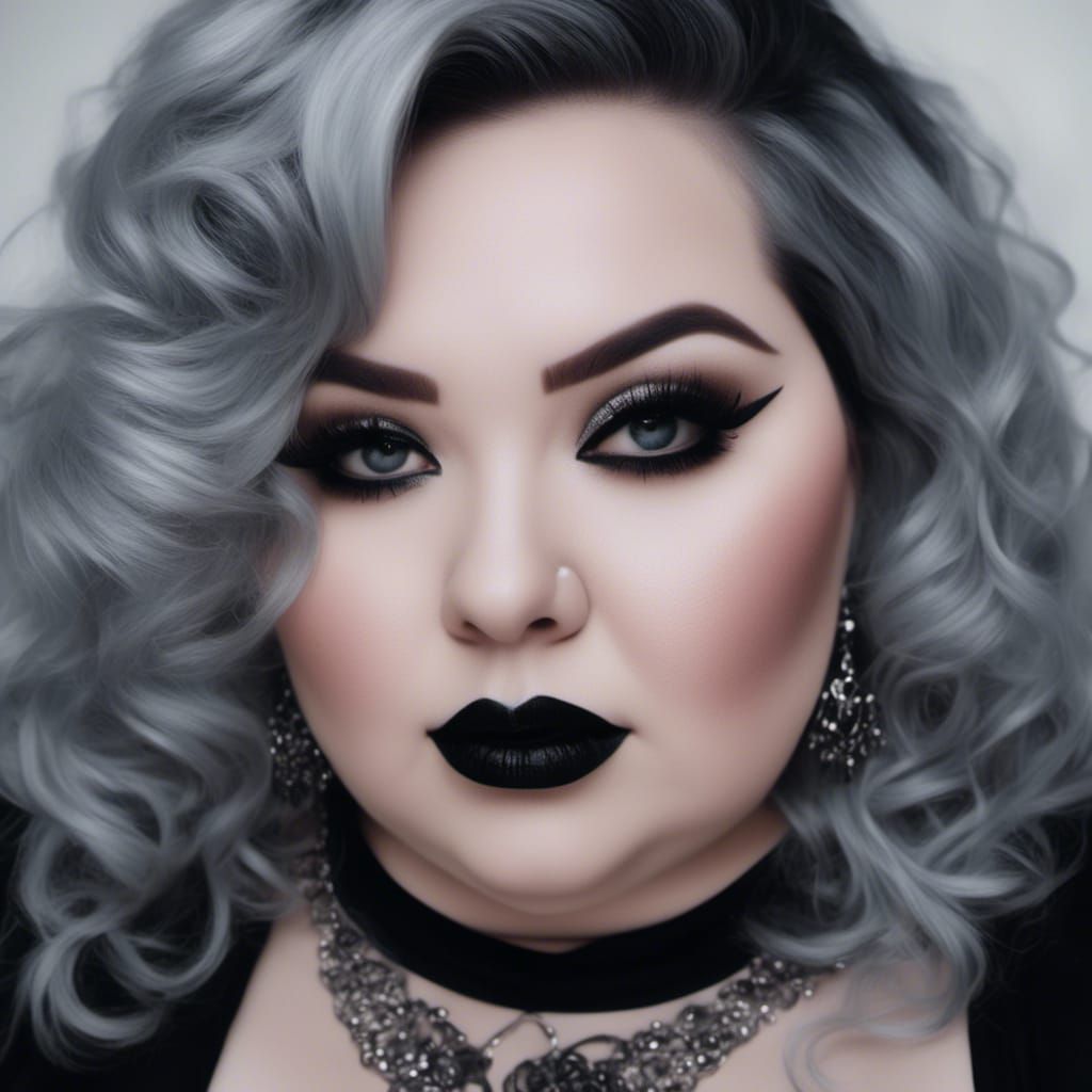 Photorealistic Close-Up of Curvy Gothic Woman