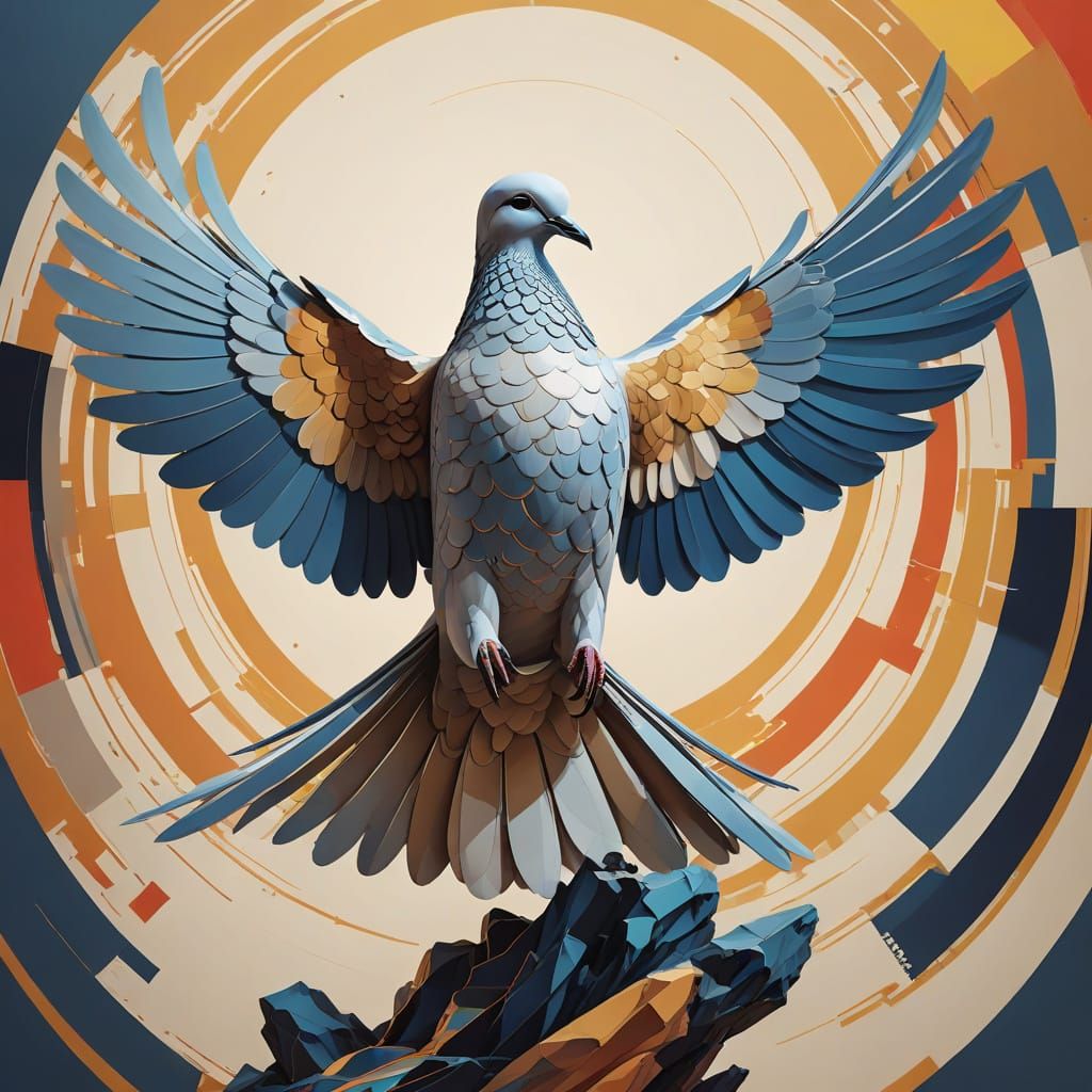 Peaceful Dove in Graphic Bauhaus Style