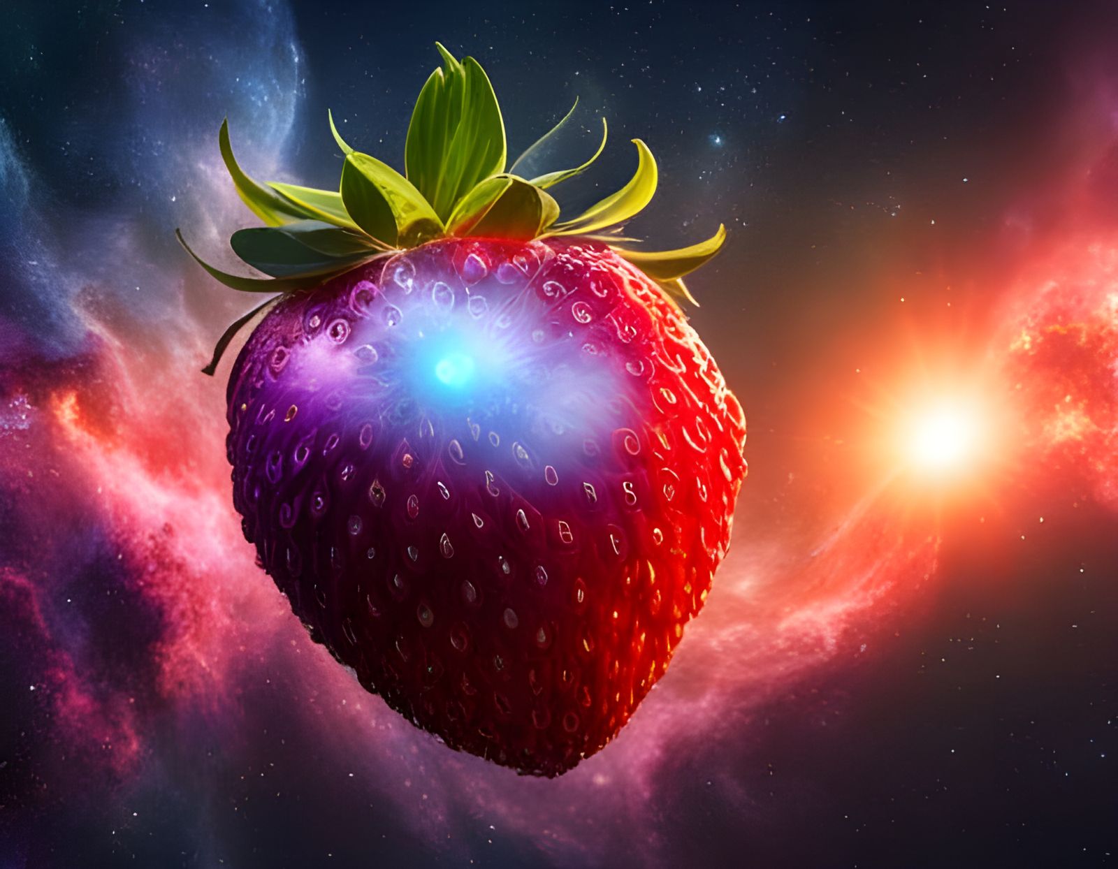Strawberry Nebula in Space, HDR Abstract Art