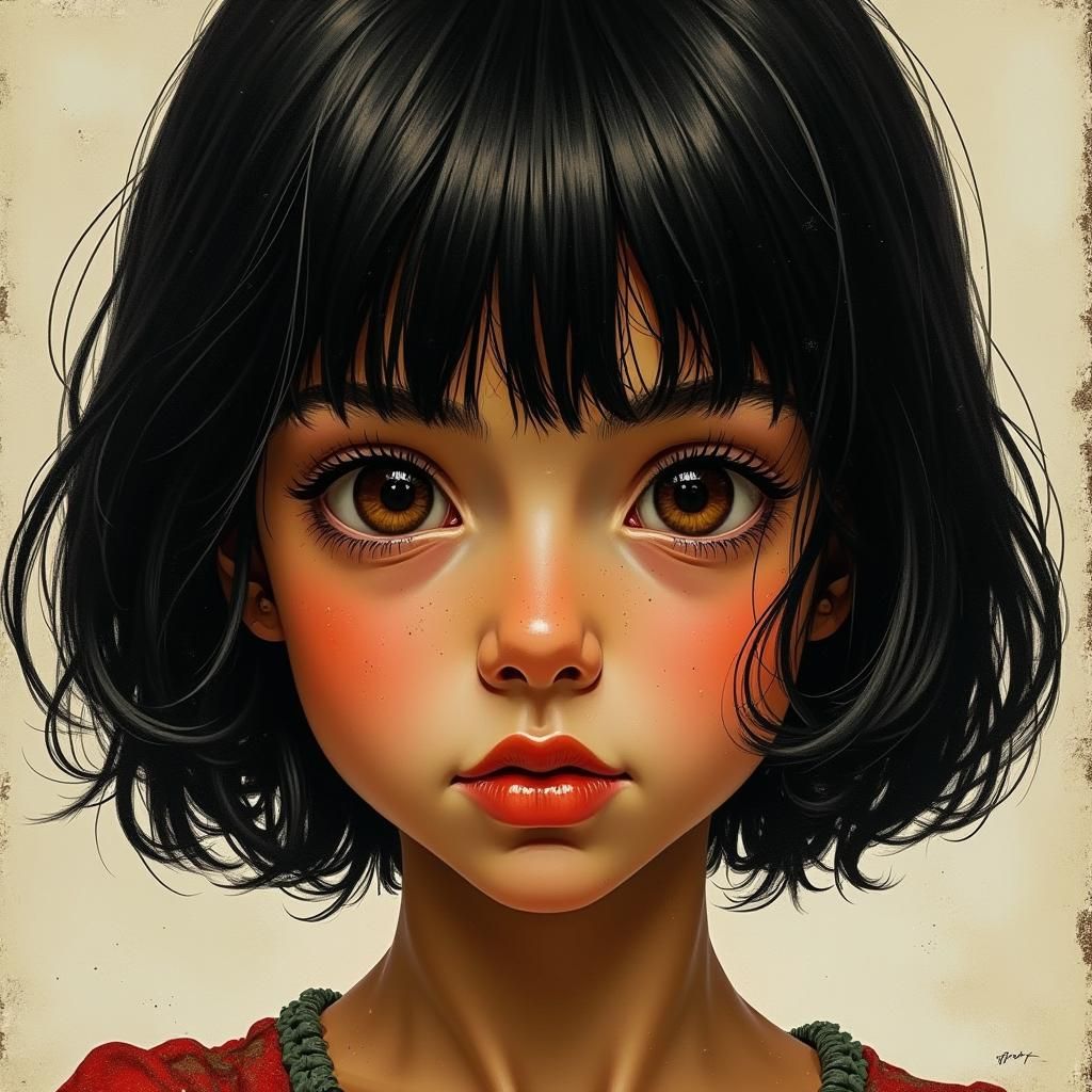Expressive Portrait of a Girl in Modern Digital Art Style