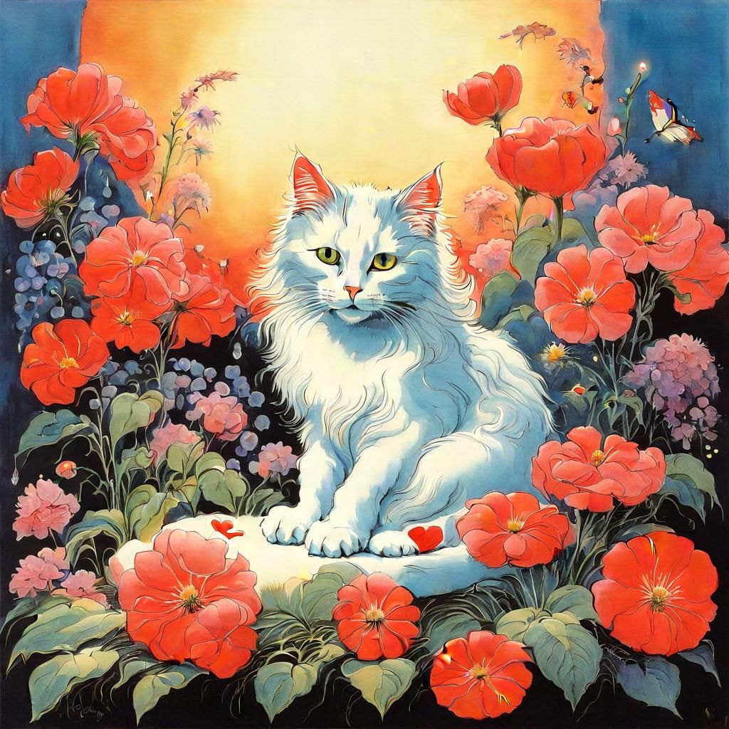 Cat on Pillow in Roger Dean Style