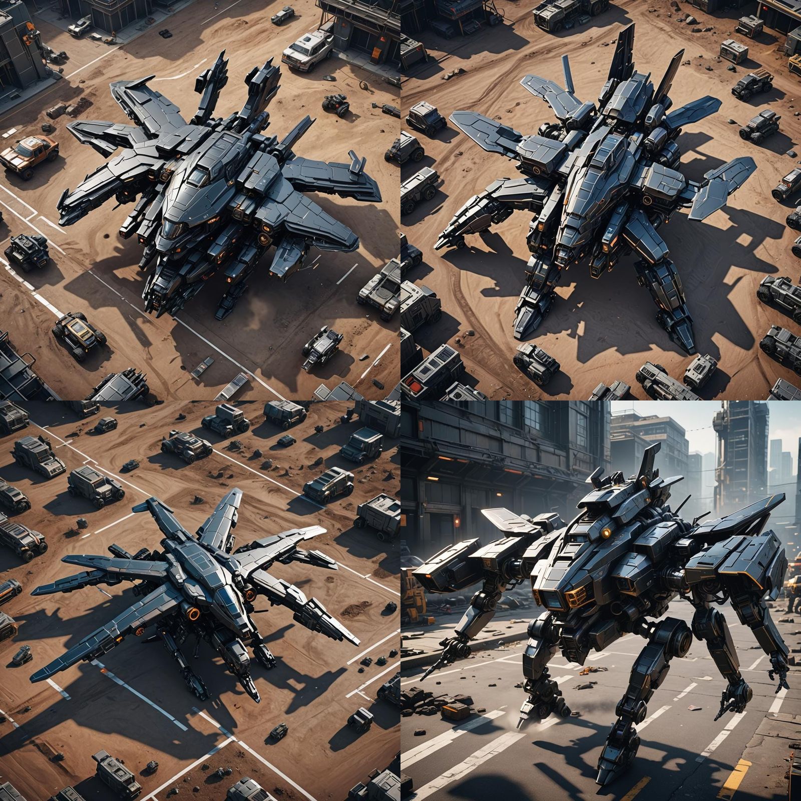 Stealth Bomber Transformer Robot: Futuristic Sci-Fi Mech