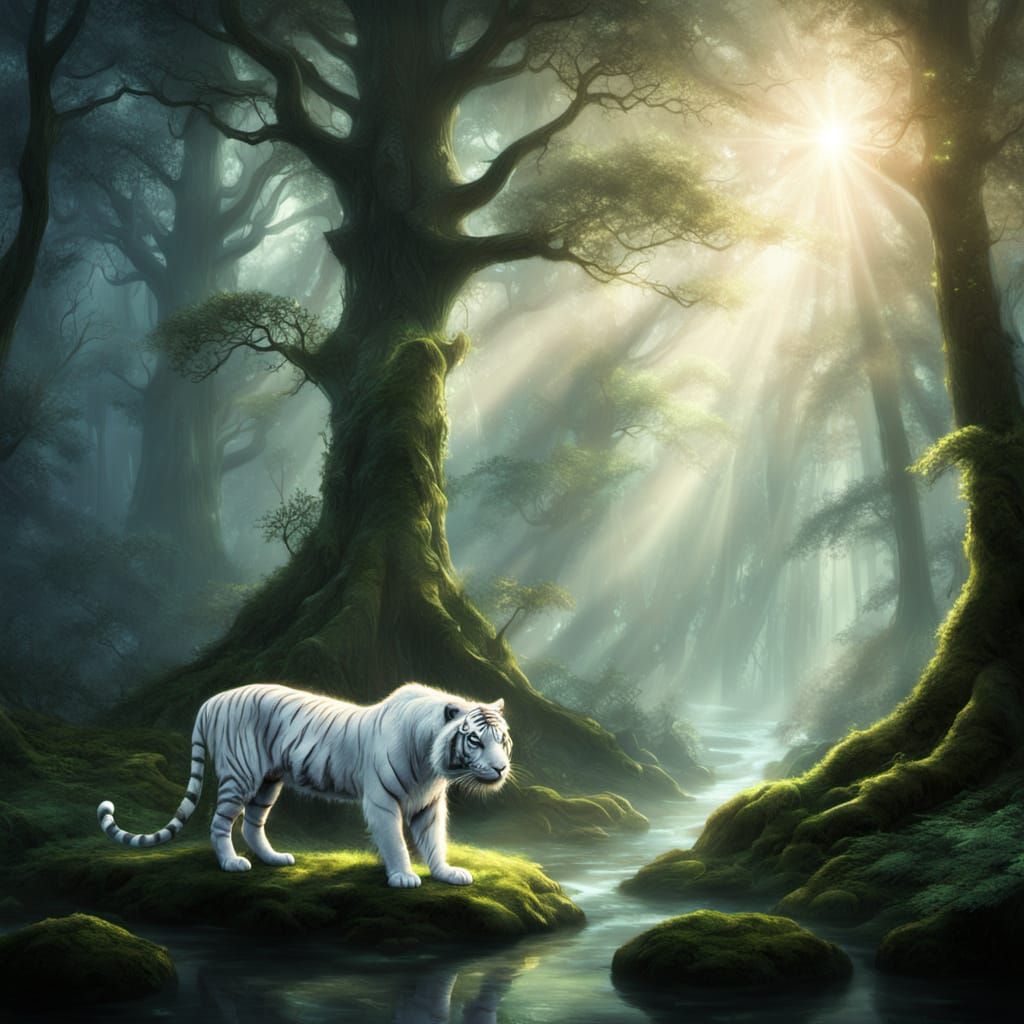 Ethereal Forest Clearing With Celtic Woman And Spirit Tiger-...