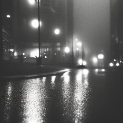 Noir Cityscape with Rain and Pollution