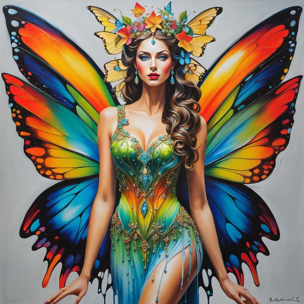 Fairy Queen Portrait with Perfect Wings