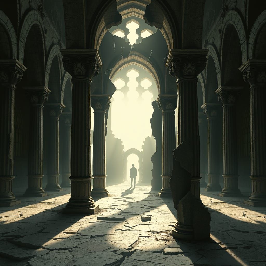 Gothic Ruin Sock Design with Fractured Architecture